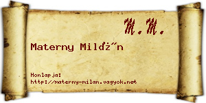 Materny Milán névjegykártya